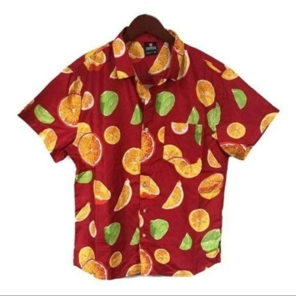 SouthPole Hawaiian Citrus Fruit Print Shirt, Size XL New with Tag